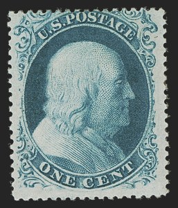 Sale 1290, Lot 1098, 1857-60 Issue (Scott 18-39), 1c Blue, Ty. II (20) Sale 1290, Lot 1098, 1857-60 Issue (Scott 18-39)