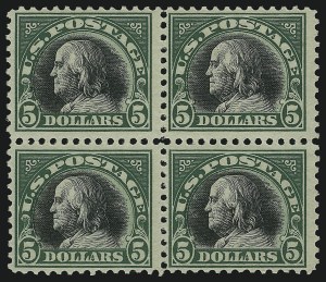 Sale 905, Lot 2732, 1918-20 Issue (Scott 523 to 550), $5.00 Deep Green & Black (524) Sale 905, Lot 2732, 1918-20 Issue (Scott 523 to 550)