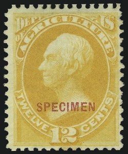 Sale 905, Lot 3311, Official Specimens and Sepcimens, 12c Agriculture, Specimen Ovpt. (O6S) Sale 905, Lot 3311, Official Specimens and Sepcimens