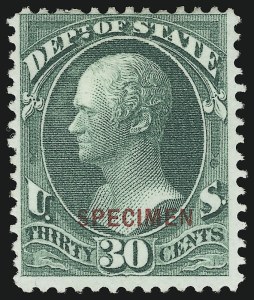 Sale 905, Lot 3361, Official Specimens and Sepcimens, 30c State, Specimen Ovpt. (O66S) Sale 905, Lot 3361, Official Specimens and Sepcimens