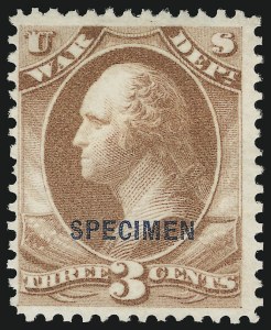 Sale 905, Lot 3381, Official Specimens and Sepcimens, 3c War, Specimen Ovpt. (O85S) Sale 905, Lot 3381, Official Specimens and Sepcimens