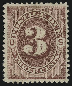 Sale 914, Lot 2032, Postage Due, 3c Red Brown (J17) Sale 914, Lot 2032, Postage Due