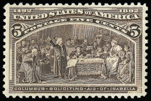 Sale 923, Lot 2459, 1893 Columbian Issue, 5c Columbian (234) Sale 923, Lot 2459, 1893 Columbian Issue