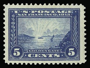 Sale 930, Lot 2463, 1913-15 Panama-Pacific Issue (Scott 397-404), 5c Panama-Pacific (399) Sale 930, Lot 2463, 1913-15 Panama-Pacific Issue (Scott 397-404)