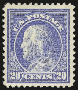 Sale 982, Lot 5802, 1912-14 Washington-Franklin Issue (Scott 405-423), 20c Ultramarine (419) Sale 982, Lot 5802, 1912-14 Washington-Franklin Issue (Scott 405-423)