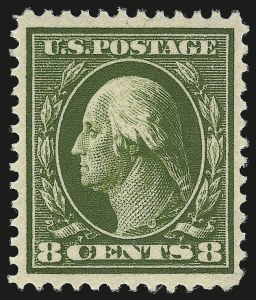 Sale 984, Lot 837, 1910-13 Washington-Franklin Issue (Scott 374-396), 8c Olive Green (380) Sale 984, Lot 837, 1910-13 Washington-Franklin Issue (Scott 374-396)