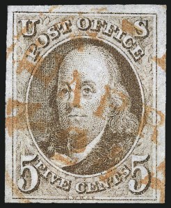 Sale Number 997, Lot Number 5062, 5c 1847 Issue (Scott 1 and shades) Sale Number 997, Lot Number 5062, 5c 1847 Issue (Scott 1 and shades)