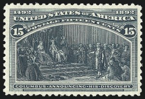 Sale 997, Lot 5685, 1893 Columbian Issue (10c thru $1.00, Scott 237-241), 15c Columbian (238) Sale 997, Lot 5685, 1893 Columbian Issue (10c thru $1.00, Scott 237-241)