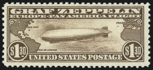 Sale 997, Lot 6183, Air Post Graf Zeppelin Issue (Scott C13-C15), $1.30 Graf Zeppelin (C14) Sale 997, Lot 6183, Air Post Graf Zeppelin Issue (Scott C13-C15)