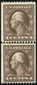 Sale 1014, Lot 1787, 1908-10 Washington-Franklin Issue Coils (Scott 348-356), 4c Orange Brown, Coil (350) Sale 1014, Lot 1787, 1908-10 Washington-Franklin Issue Coils (Scott 348-356)