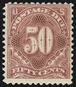 Sale 1014, Lot 2297, Postage Due (Scott J37-J89b), 50c Pale Rose (J37a) Sale 1014, Lot 2297, Postage Due (Scott J37-J89b)