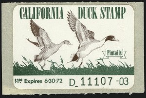 Sale 1111, Lot 852, Hunting Permits, $1.00 Pintails, 1971 California Hunting Permit (1) Sale 1111, Lot 852, Hunting Permits