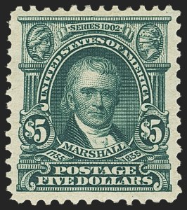 Sale 1145, Lot 442, Trans-Mississippi, Pan-American and 1902-08 Issues, $5.00 Dark Green (313) Sale 1145, Lot 442, Trans-Mississippi, Pan-American and 1902-08 Issues