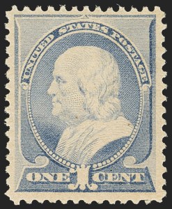 Sale 1162, Lot 295, 1881-83 American Bank Note Co. Issues (Scott 205-218), 1c Ultramarine (212) Sale 1162, Lot 295, 1881-83 American Bank Note Co. Issues (Scott 205-218)