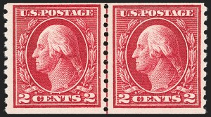 Sale 1192, Lot 497, 1913-15 Washington-Franklin Issues (Scott 424-461), 2c Carmine, Coil (444) Sale 1192, Lot 497, 1913-15 Washington-Franklin Issues (Scott 424-461)