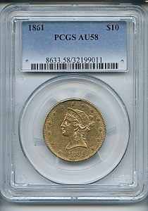 Liberty Eagle, $10, 1861 - , 8633, Obverse