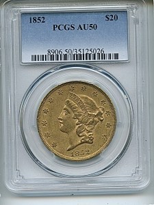 Liberty Double Eagle, $20, 1852 - , 8906, Obverse