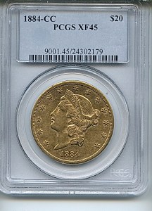Liberty Double Eagle, $20, 1884 - CC, 9001, Obverse
